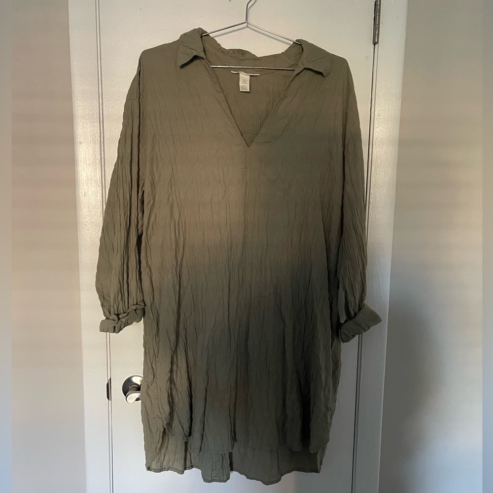 H&M Olive Green Crinkle Dress